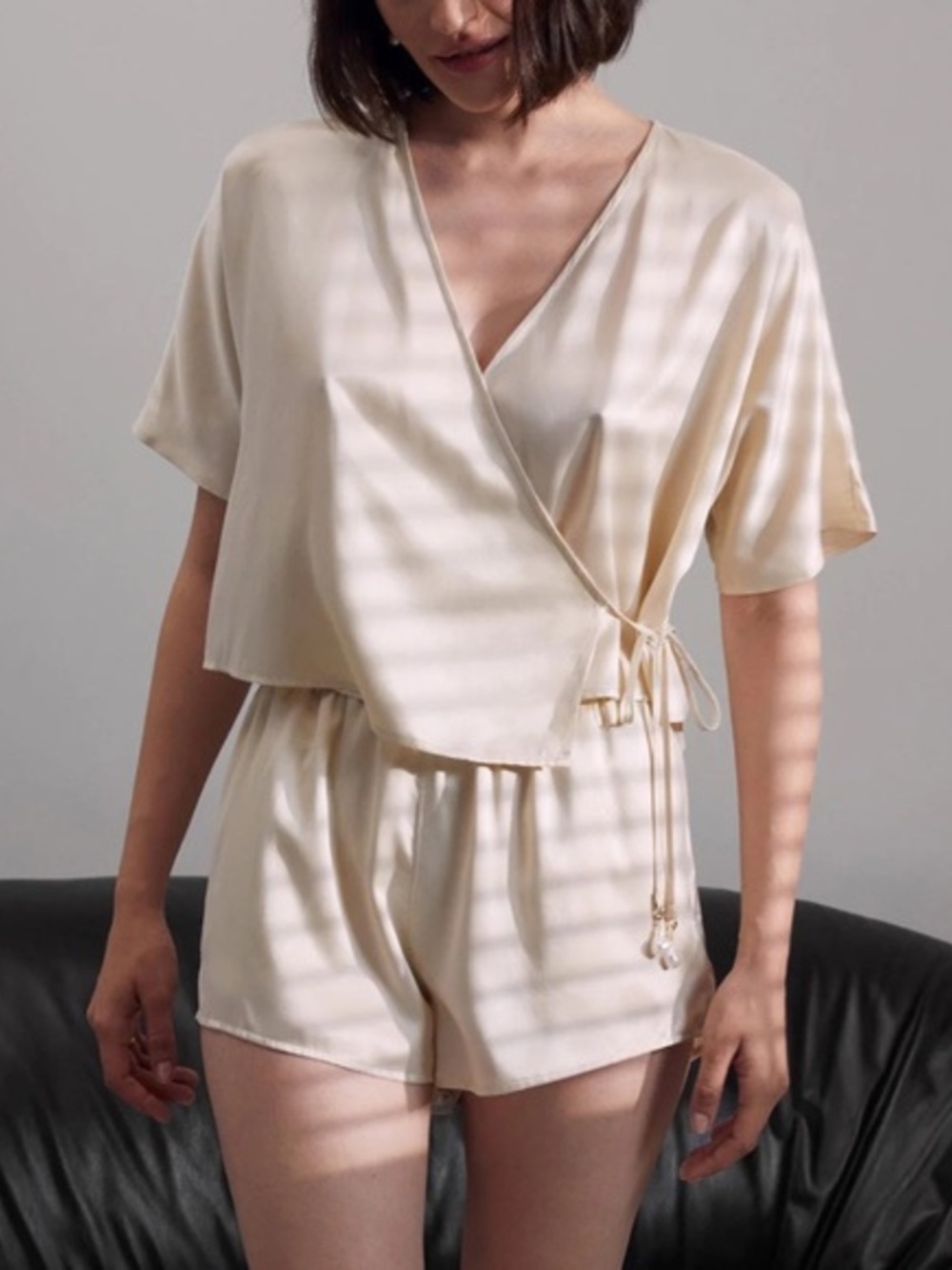 NEW Lunya Washable Silk Pearl Dolman Short Set Swan White Limited Edition XL
